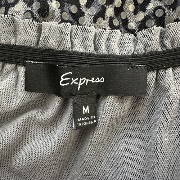 Express Top Sz M Animal Leopard Print Sequins Black Gray Mob Wife Y2K Glam Rock - Picture 8 of 13